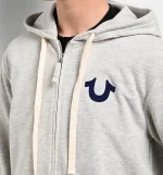 Grey True Religion Hoodie Back View
